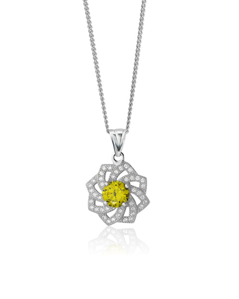 Juliet Flower Green Peridot CZ Pendant - Sonia Danielle