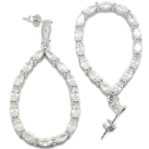Allure Sterling Silver and CZ Large Tear Drop Earrings - Sonia Danielle