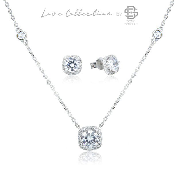 Love Collection Plated Earrings and Necklace Set - Sonia Danielle