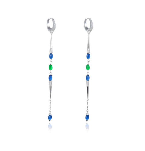 Hanging Earrings with Blue/Green Beads - Sonia Danielle